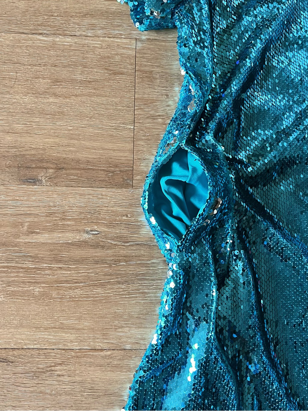 Pink Desert Women’s Teal Sequin Shift Dress Size Small — image 3 of 7